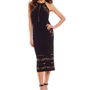 Gianni Bini High Neck Embroidered Dress